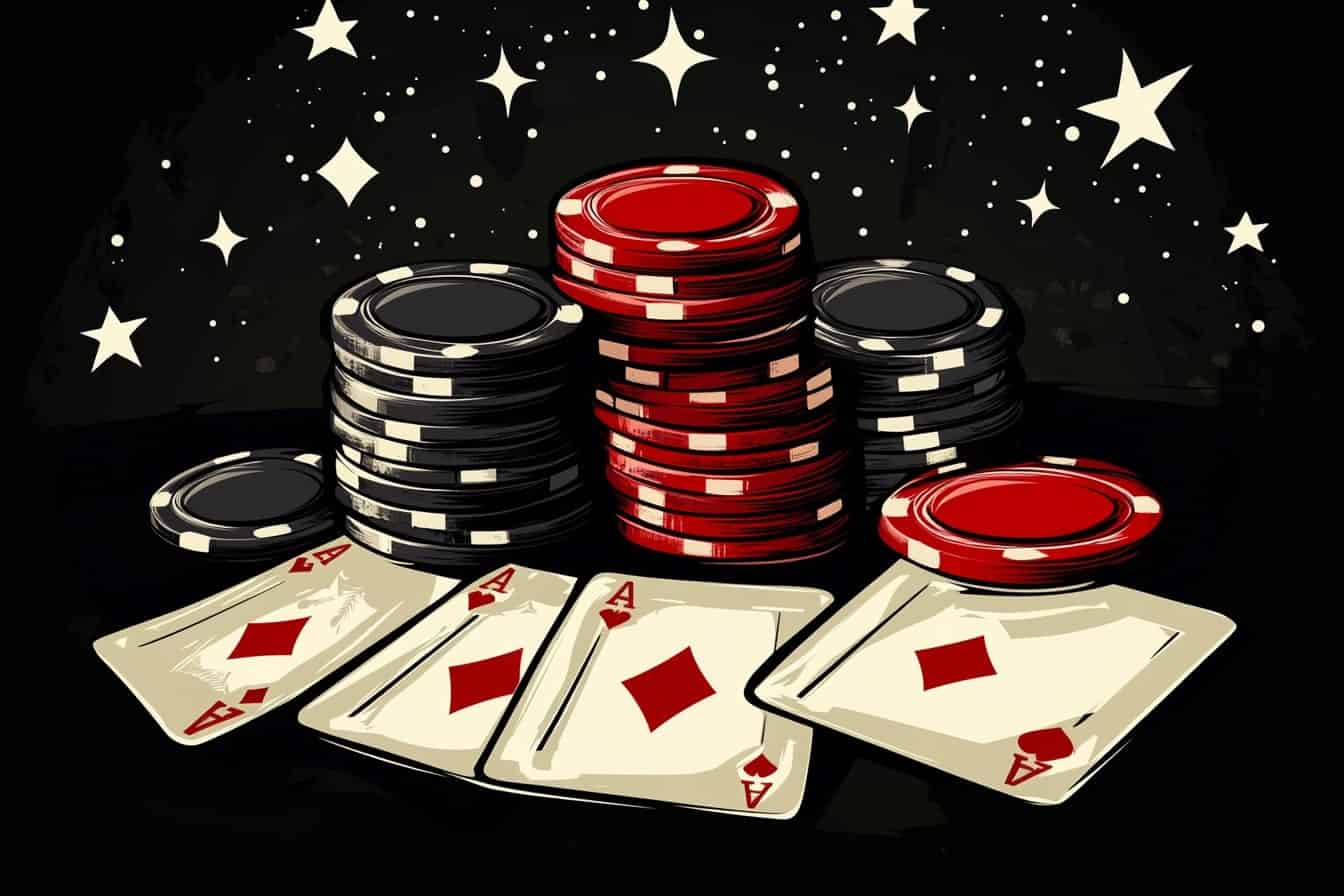 Poker chips and cards on the table.