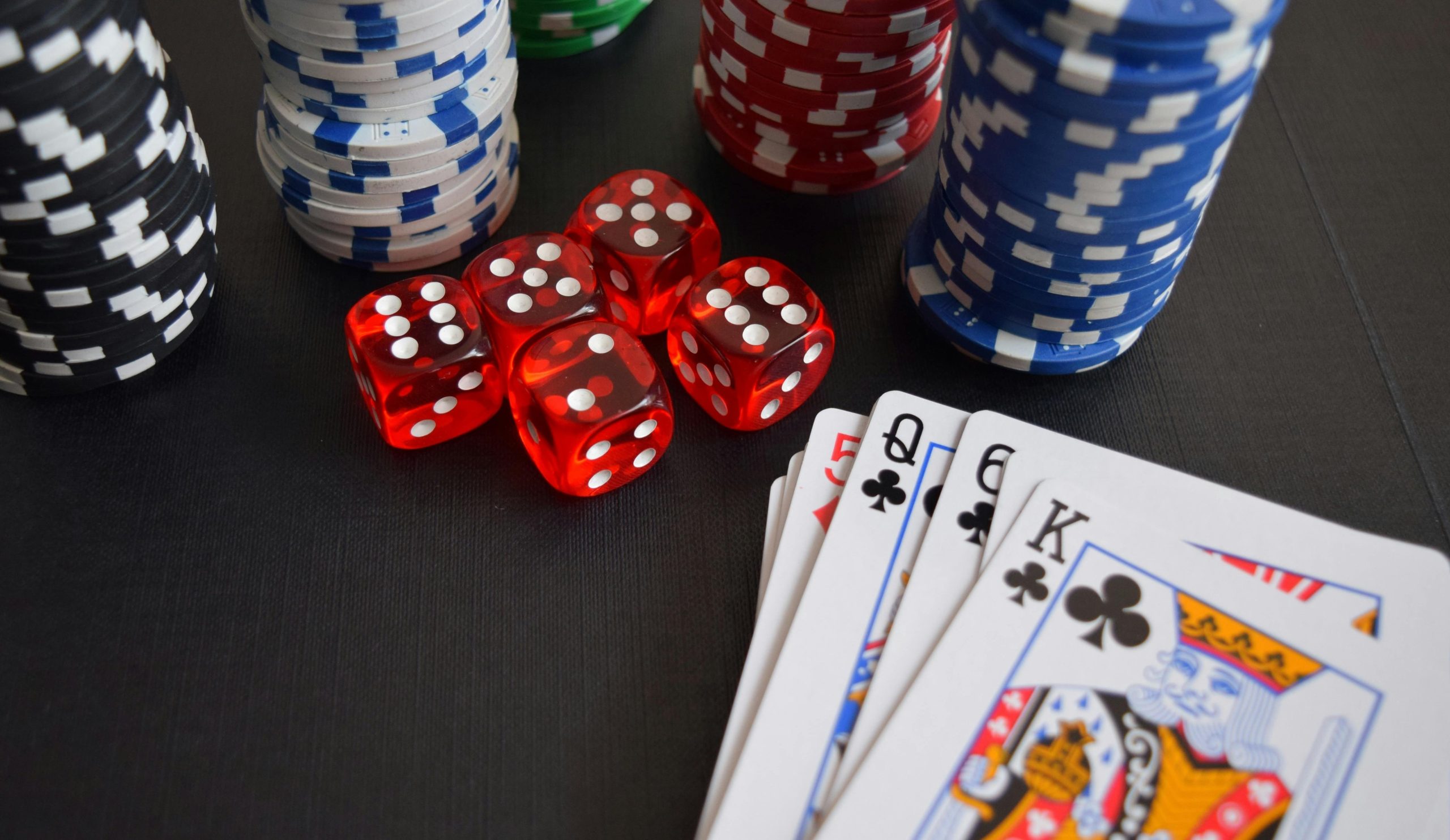Poker chips and cards on the table.