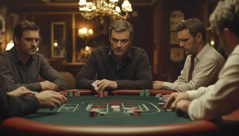 a man playing poker with friends