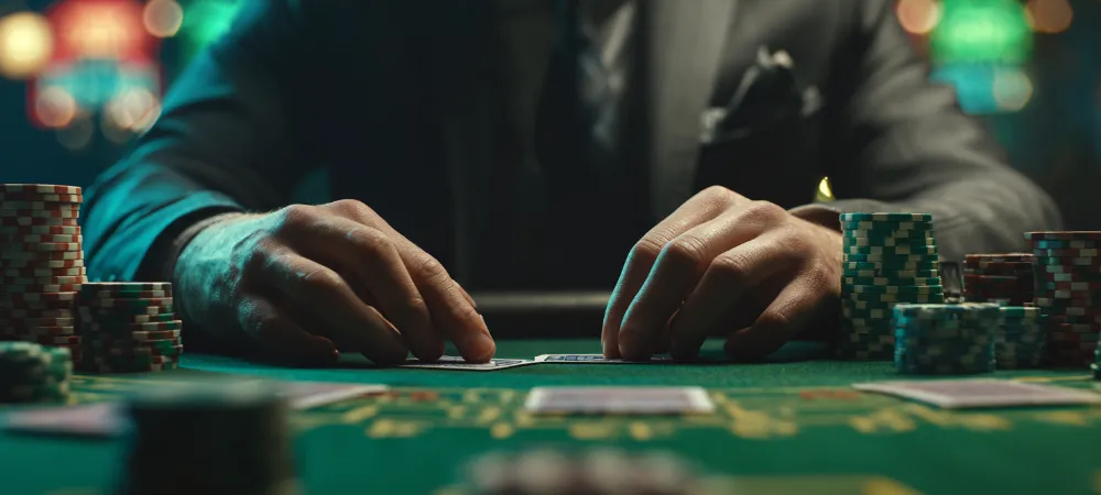 professional player sitting at a poker table