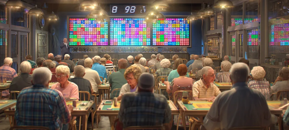 a hall full of people playing bingo