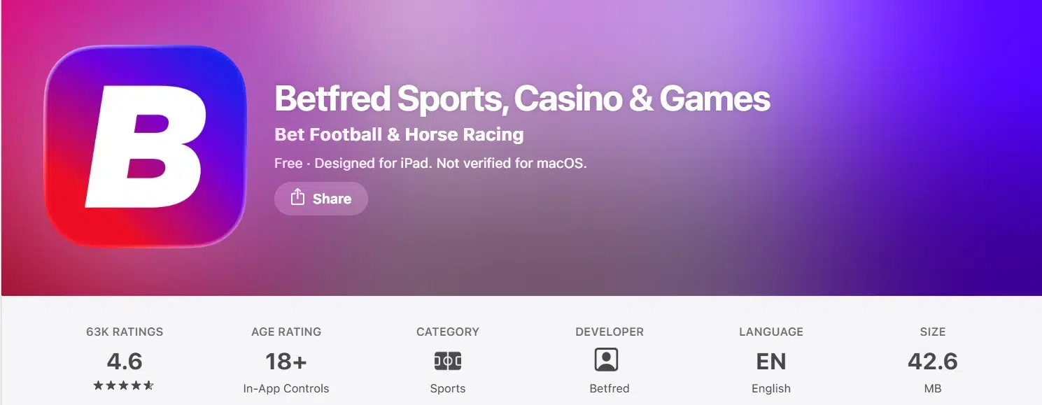 Mobile app Betfred