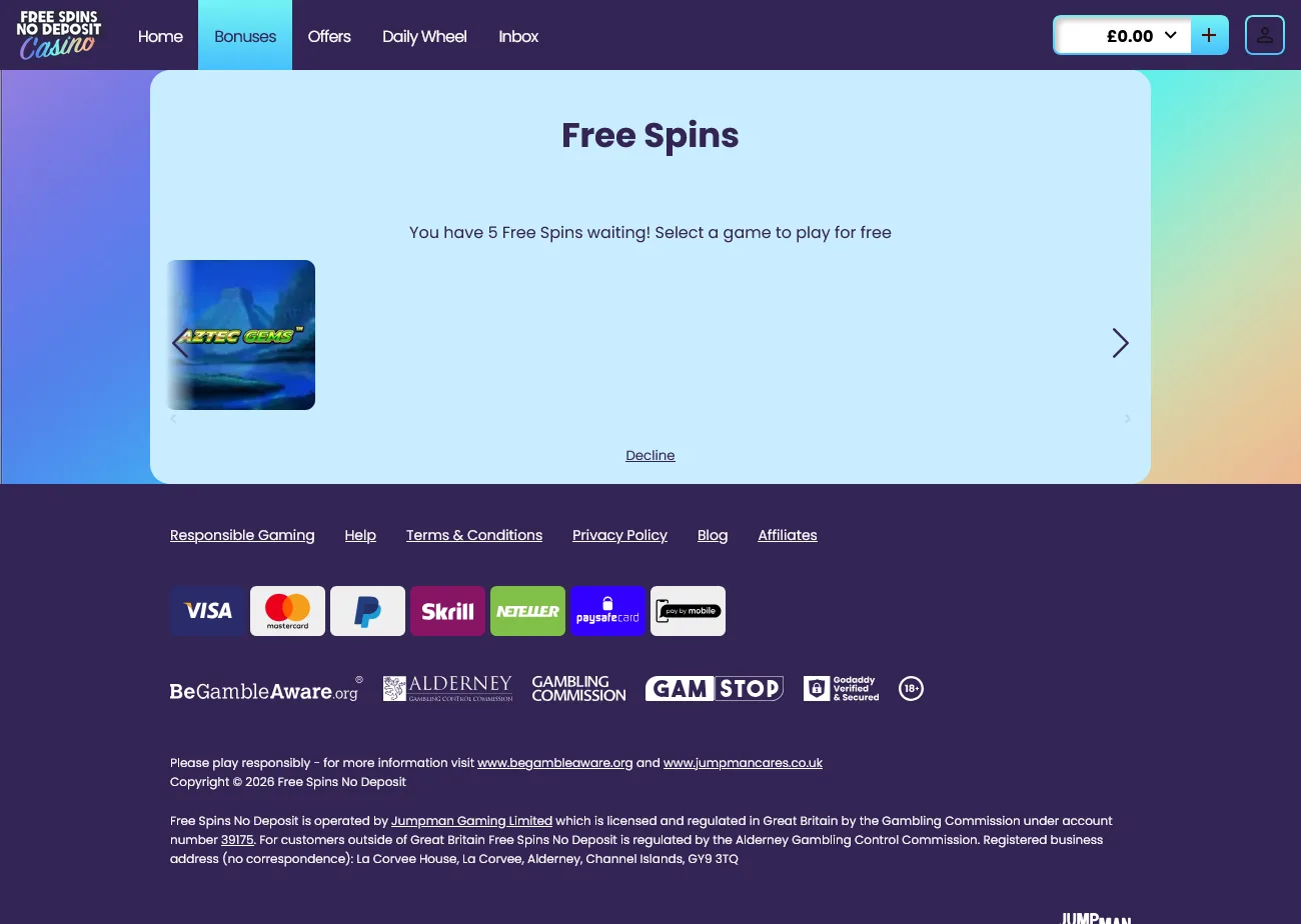 freespinsnodeposit test 2