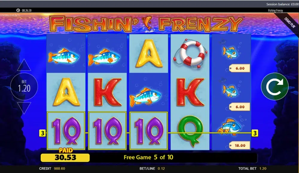Gameplay of Fishin Frenzy slot