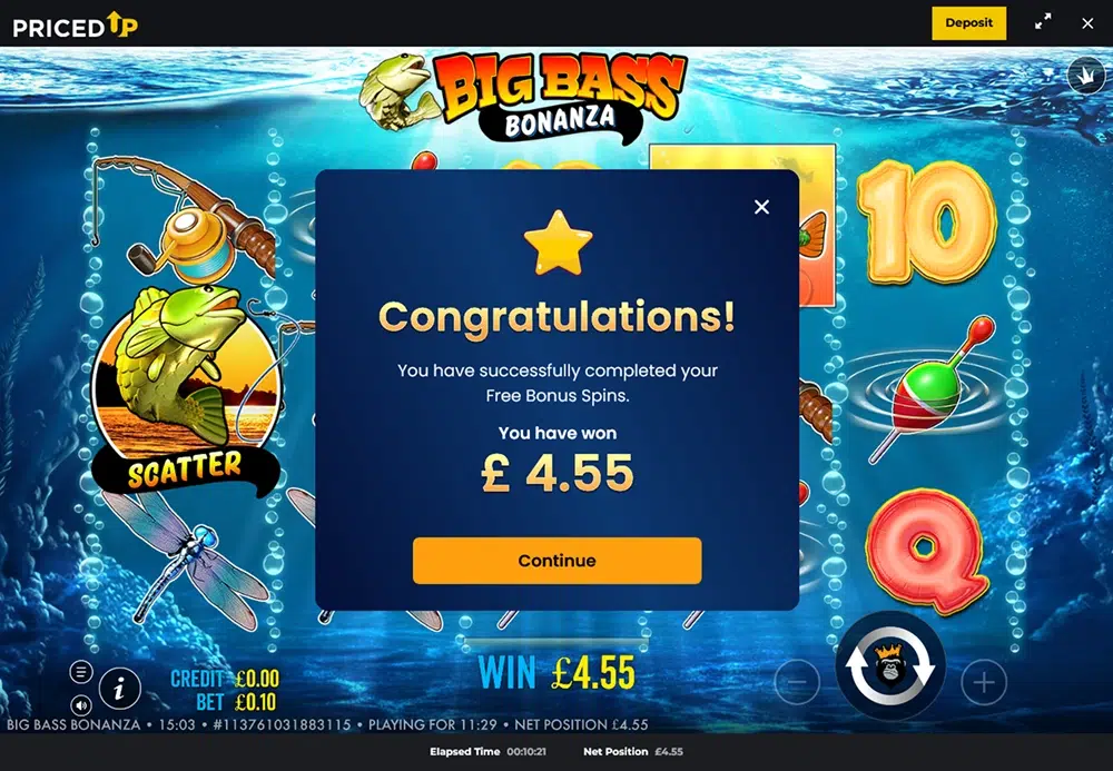 Wins on PricedUp bonus